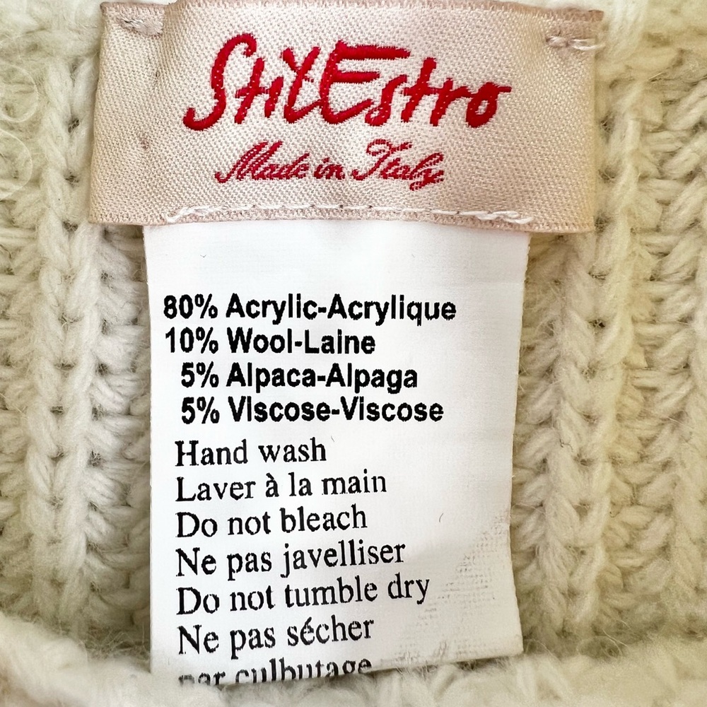 StilEstro Italy ivory cowl neck wool alpaca blend open side sleeveless sweater - Picture 13 of 14